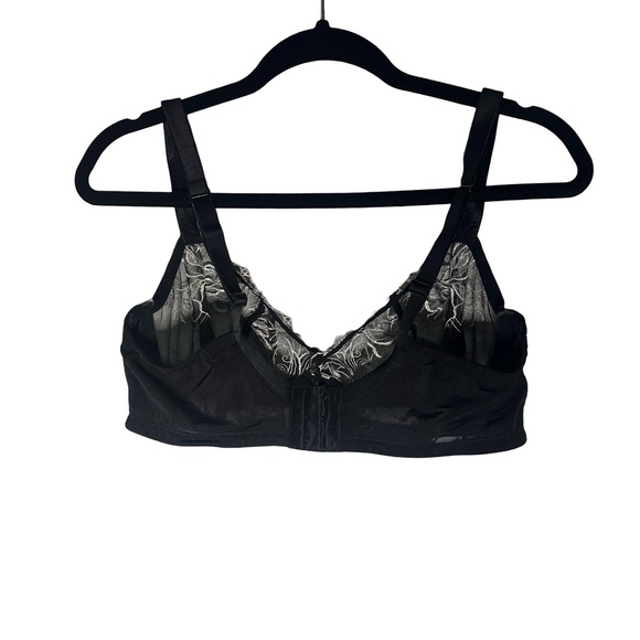 Cacique sheer sexy LANE BRYANT CACIQUE, 40DD-40E BLACK & WHITE UNLINED LACY BRA - Picture 3 of 4